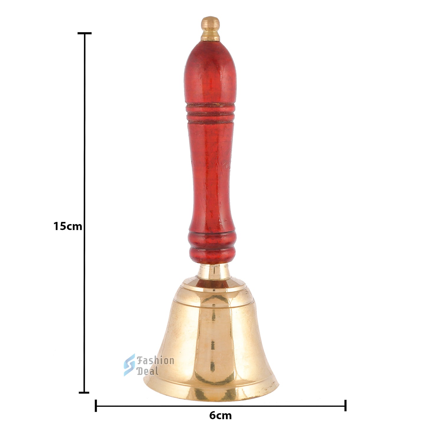 Decorative Metal Hand Bell With Wooden Handle for Pooja – Ghanti for Mandir, Home, and Office Temple