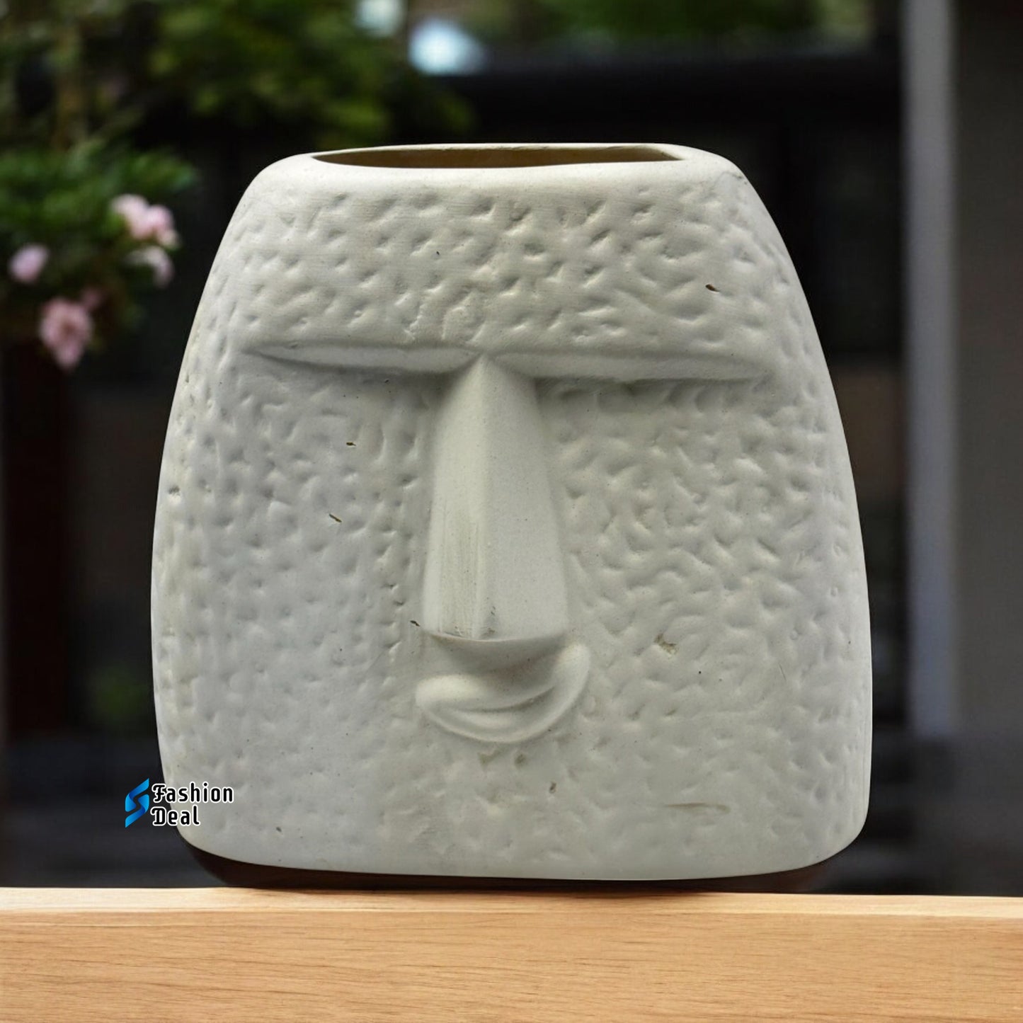 Elegant White Ceramic Face Vase/Pot - Minimalist Home Décor Collection