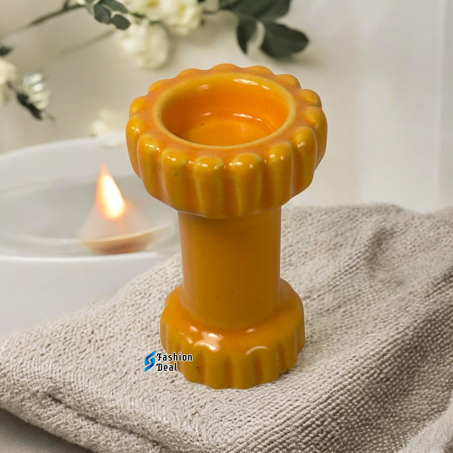 Ceramic Pillar-Shaped Tealight/T-light Candle Holder | Decorative Accent for Home and Gifting