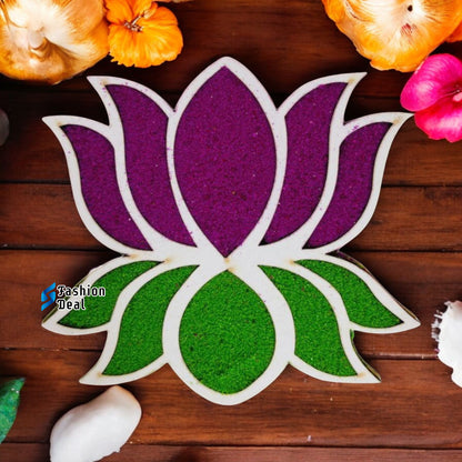 MDF Wooden Kamal/Lotus Rangoli Design Cutouts Stencils for Diwali Decor - Decorative Festive Stencils for Home and Office Decoration