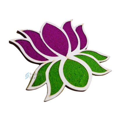 MDF Wooden Kamal/Lotus Rangoli Design Cutouts Stencils for Diwali Decor - Decorative Festive Stencils for Home and Office Decoration