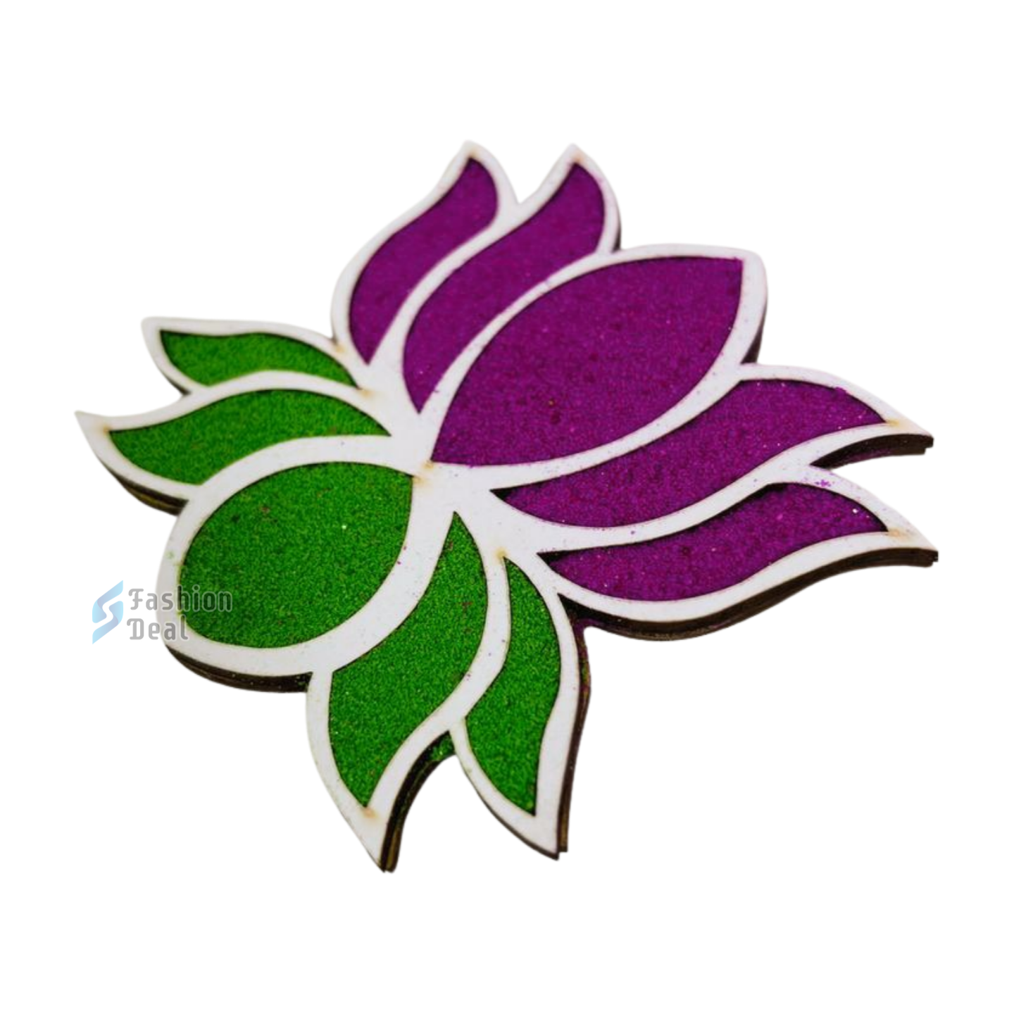 MDF Wooden Kamal/Lotus Rangoli Design Cutouts Stencils for Diwali Decor - Decorative Festive Stencils for Home and Office Decoration