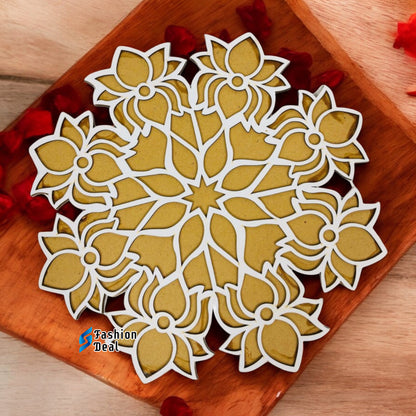 MDF Wooden Rangoli Cutouts Stencils for Diwali Decor - Decorative Festive Stencils for Home and Office Decoration