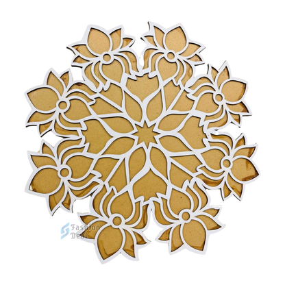 MDF Wooden Rangoli Cutouts Stencils for Diwali Decor - Decorative Festive Stencils for Home and Office Decoration