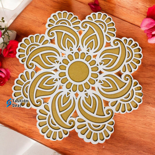 MDF Wooden Rangoli Cutouts Stencils for Diwali Decor - Decorative Festive Stencils for Home and Office Decoration