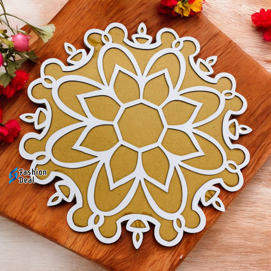 MDF Wooden Rangoli Cutouts Stencils for Diwali Decor - Decorative Festive Stencils for Home and Office Decoration