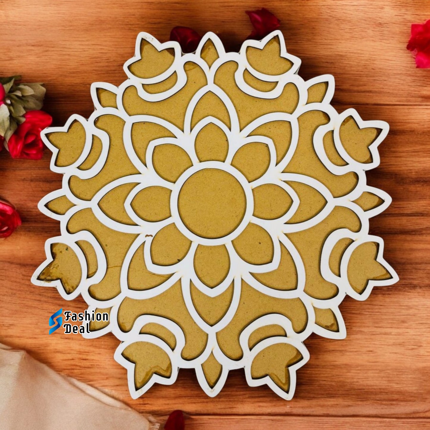 MDF Wooden Rangoli Cutouts Stencils for Diwali Decor - Decorative Festive Stencils for Home and Office Decoration