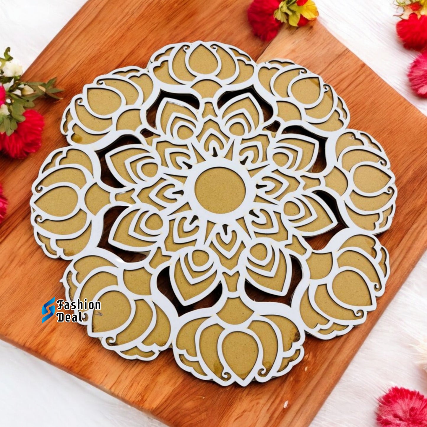 MDF Wooden Rangoli Cutouts Stencils for Diwali Decor - Decorative Festive Stencils for Home and Office Decoration