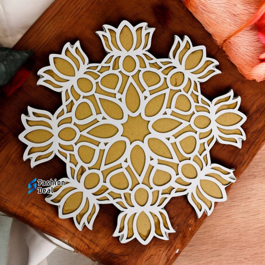 MDF Wooden Rangoli Cutouts Stencils for Diwali Decor - Decorative Festive Stencils for Home and Office Decoration