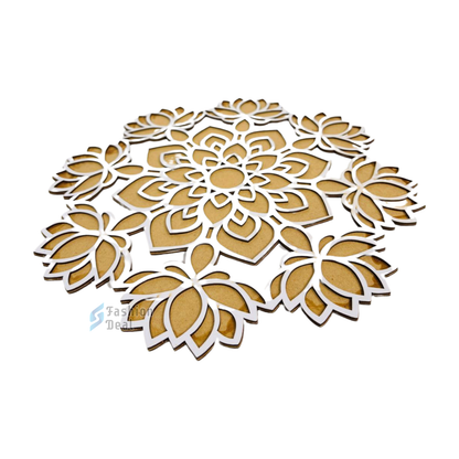 MDF Wooden Rangoli Cutouts Stencils for Diwali Decor - Decorative Festive Stencils for Home and Office Decoration