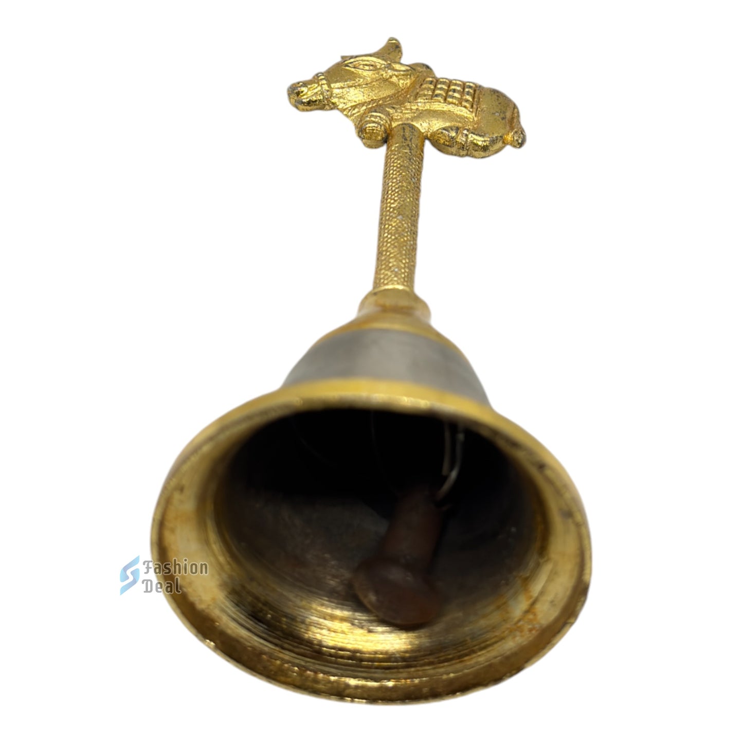 Decorative Nandi Ji Cow Design Metal Hand Bell for Pooja – Ghanti for Mandir, Home, and Office Temple