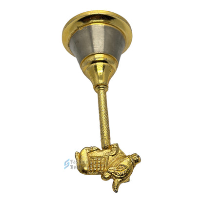 Decorative Nandi Ji Cow Design Metal Hand Bell for Pooja – Ghanti for Mandir, Home, and Office Temple