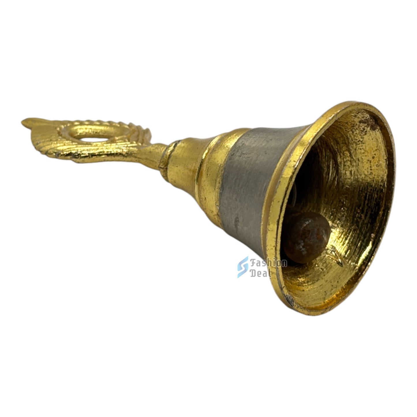 Decorative Krishna Mor Pankh Design Metal Hand Bell for Pooja – Ghanti for Mandir, Home, and Office Temple