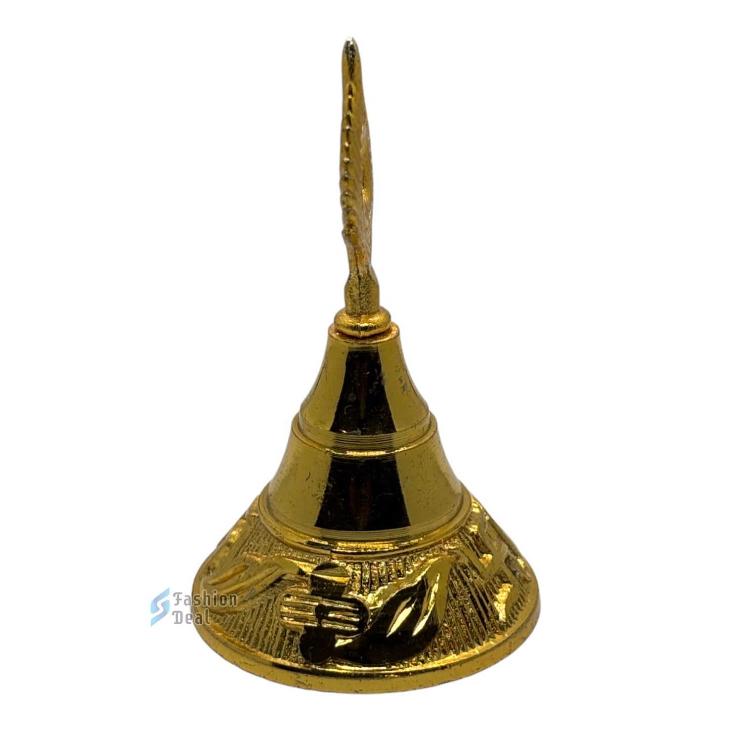 Decorative Krishna Mor Pankh Design Metal Hand Bell for Pooja – Ghanti for Mandir, Home, and Office Temple