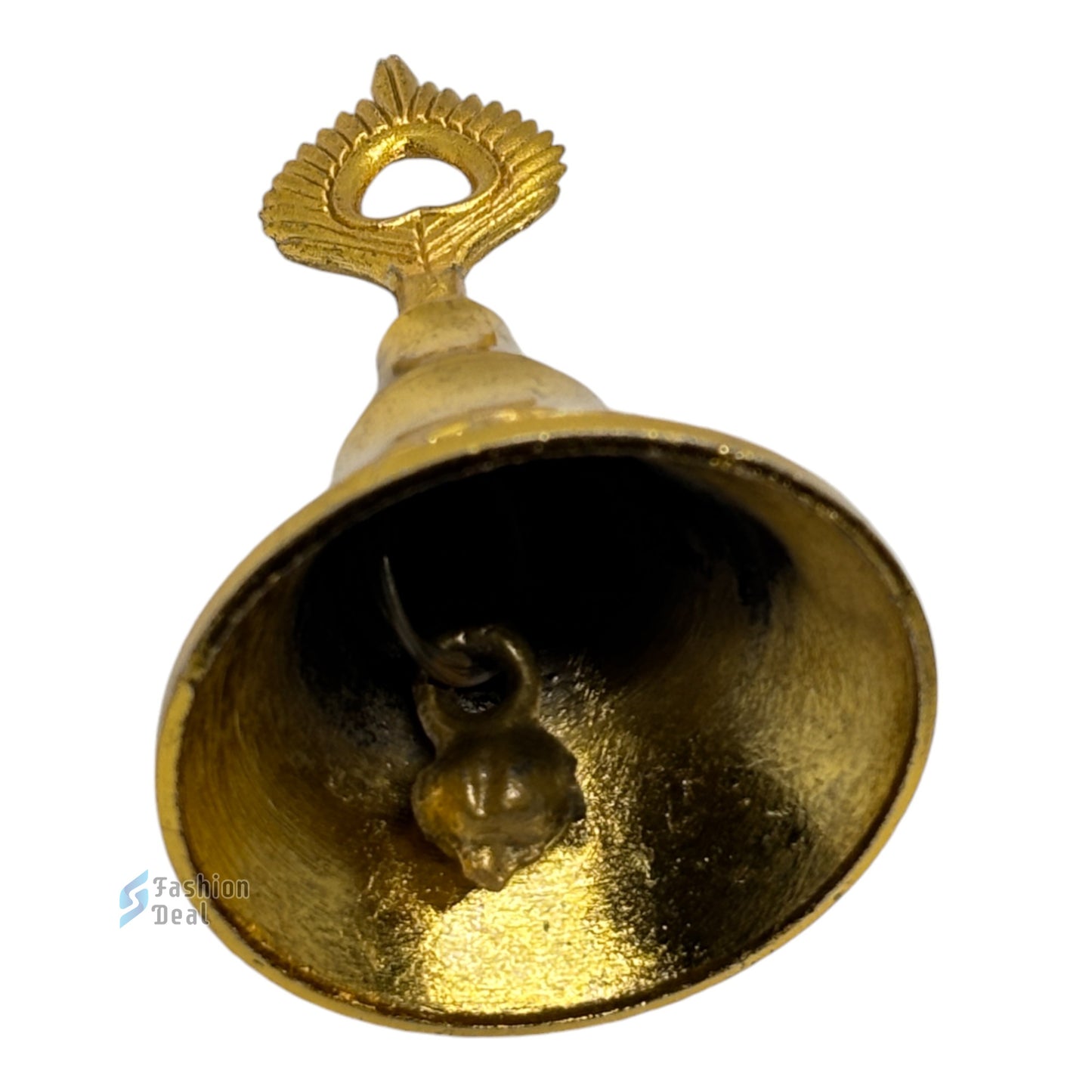 Decorative Krishna Mor Pankh Design Metal Hand Bell for Pooja – Ghanti for Mandir, Home, and Office Temple