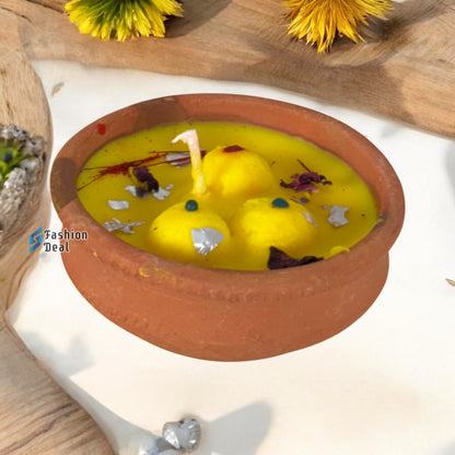 Soy Wax Scented candle in Kulhad Rasmalai Sweet Design