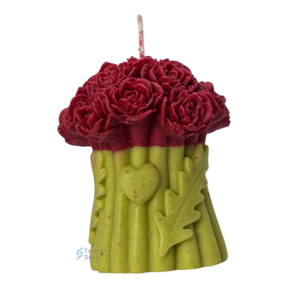 Soy Wax Scented Long Rose Flower Design candle