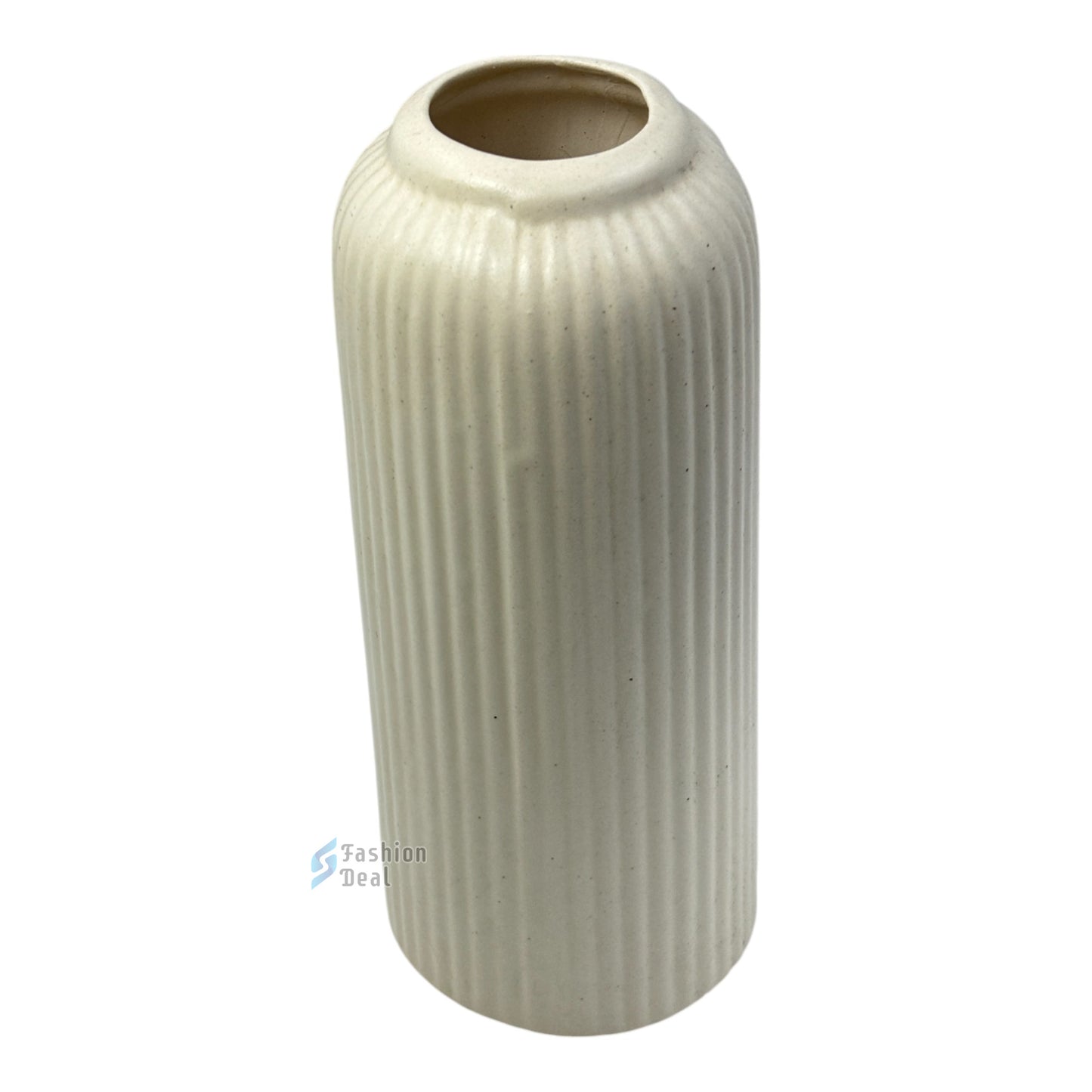 Elegant White Ceramic Ring Vase/Pot - Minimalist Home Décor Collection