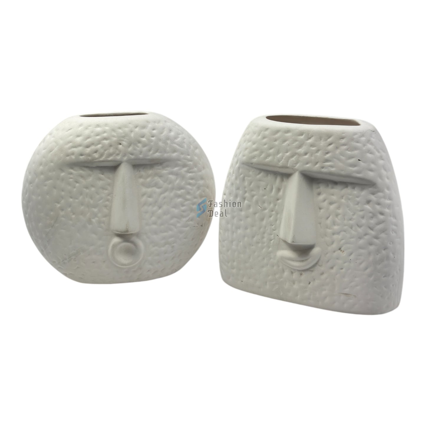 Elegant White Ceramic Face Vase/Pot - Minimalist Home Décor Collection