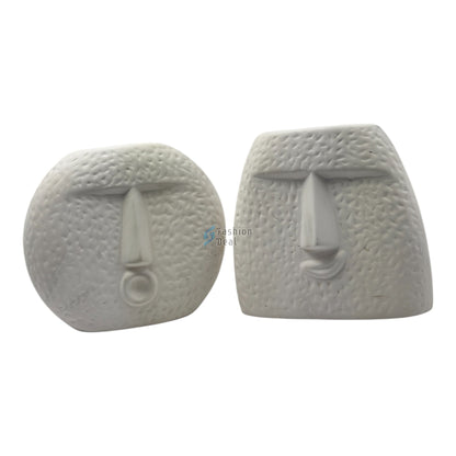 Elegant White Ceramic Face Vase/Pot - Minimalist Home Décor Collection