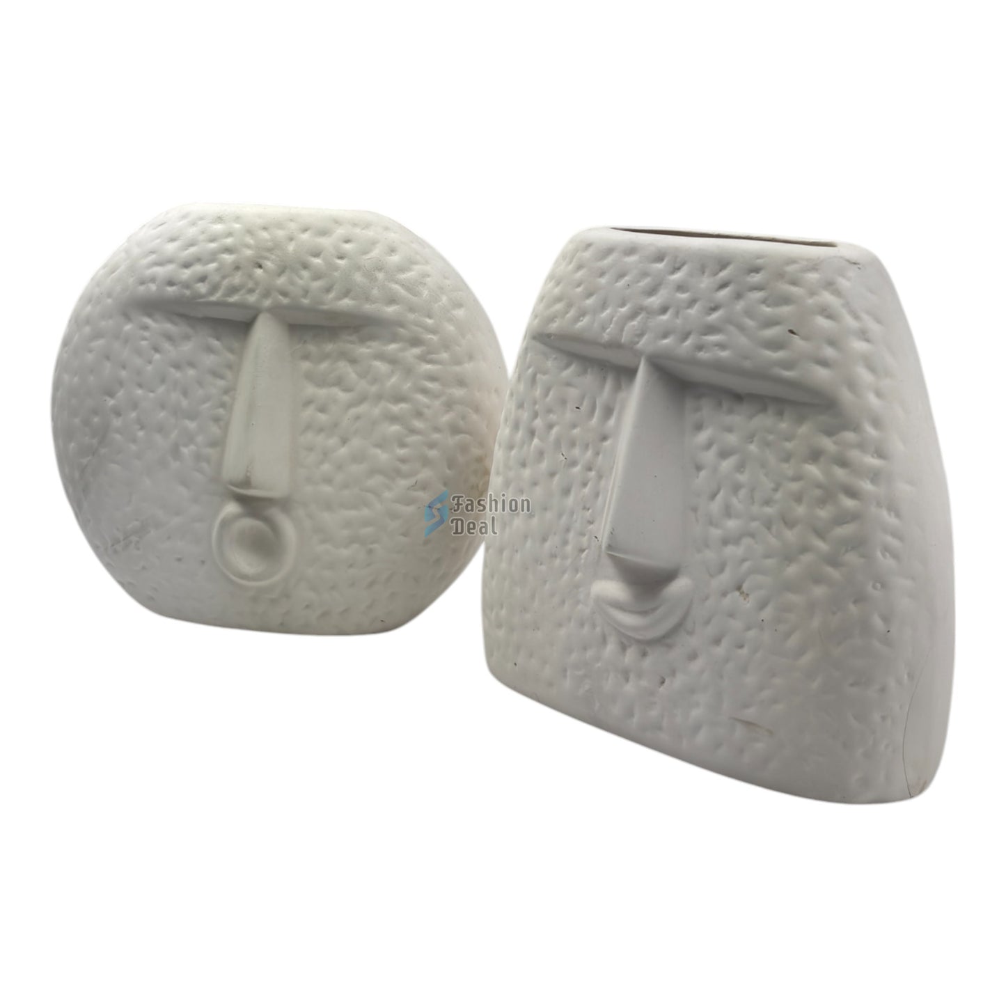 Elegant White Ceramic Face Vase/Pot - Minimalist Home Décor Collection