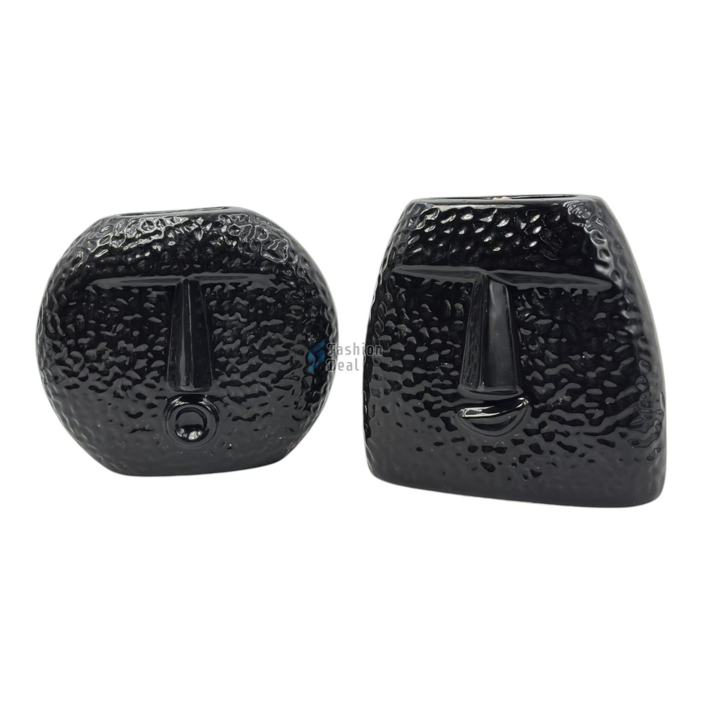 Elegant Black Ceramic Face Vase/Pot - Minimalist Home Décor Collection