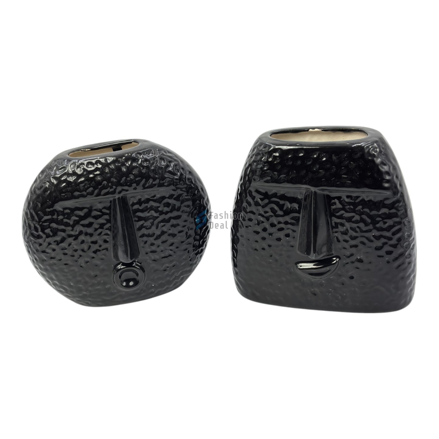 Elegant Black Ceramic Face Vase/Pot - Minimalist Home Décor Collection