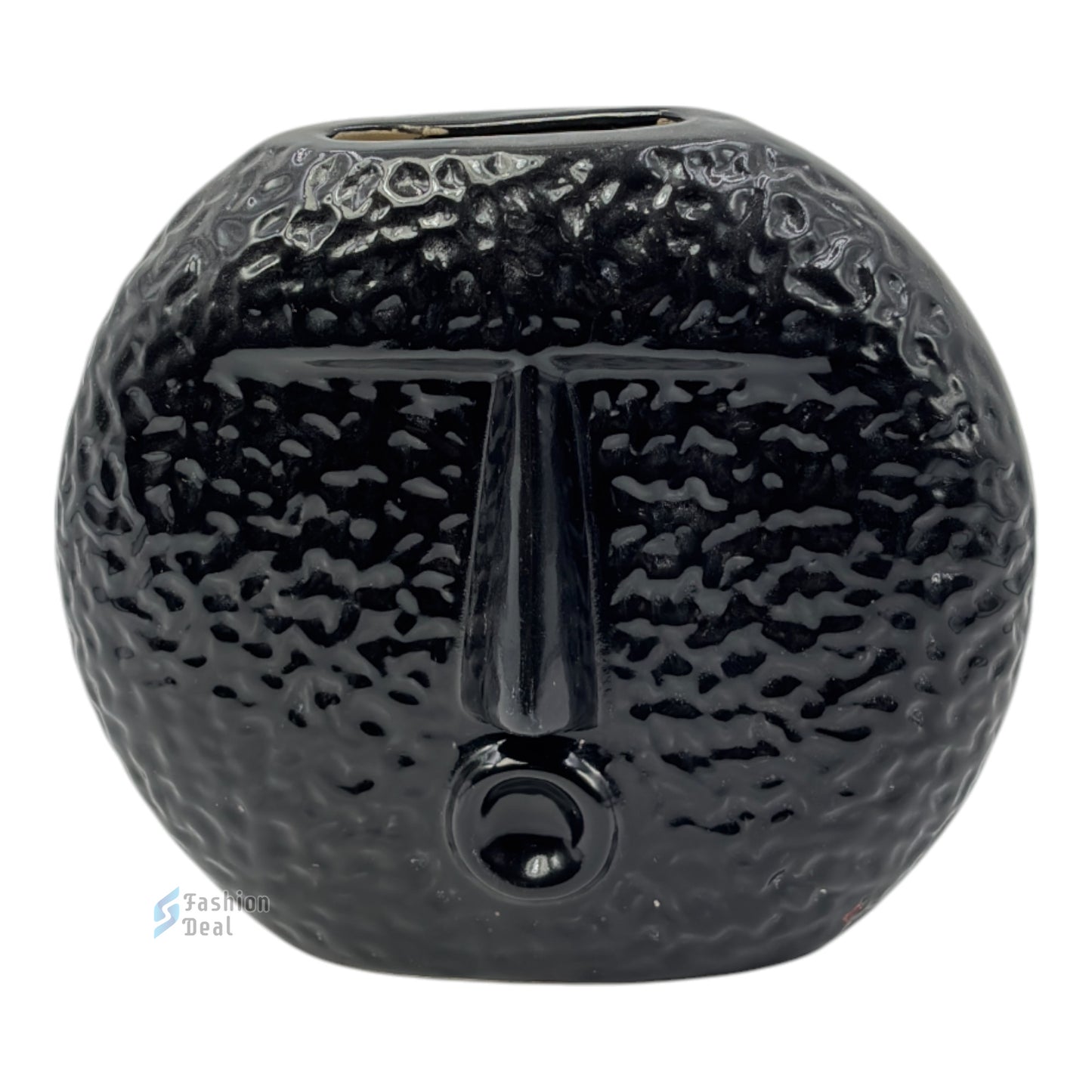 Elegant Black Ceramic Face Vase/Pot - Minimalist Home Décor Collection