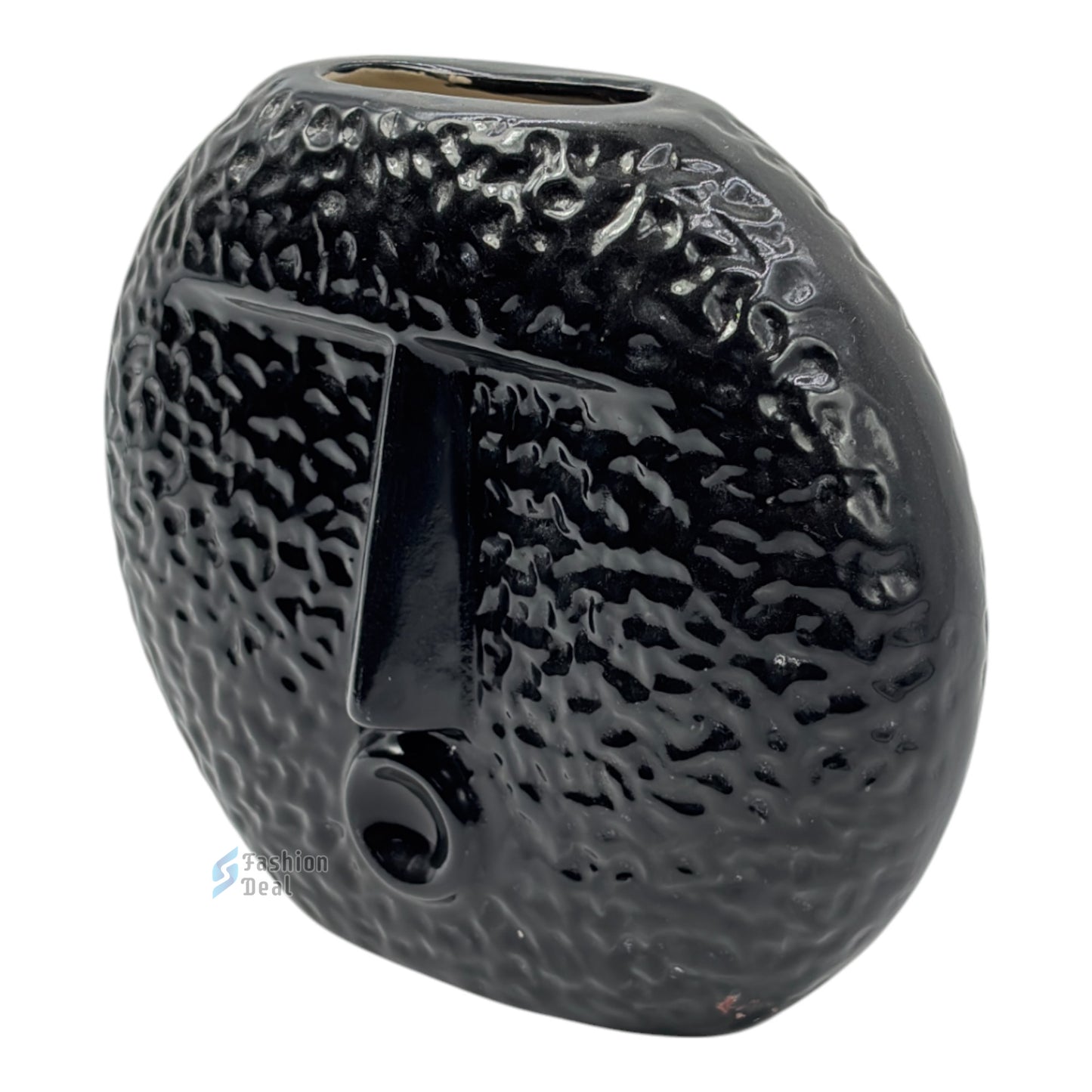 Elegant Black Ceramic Face Vase/Pot - Minimalist Home Décor Collection