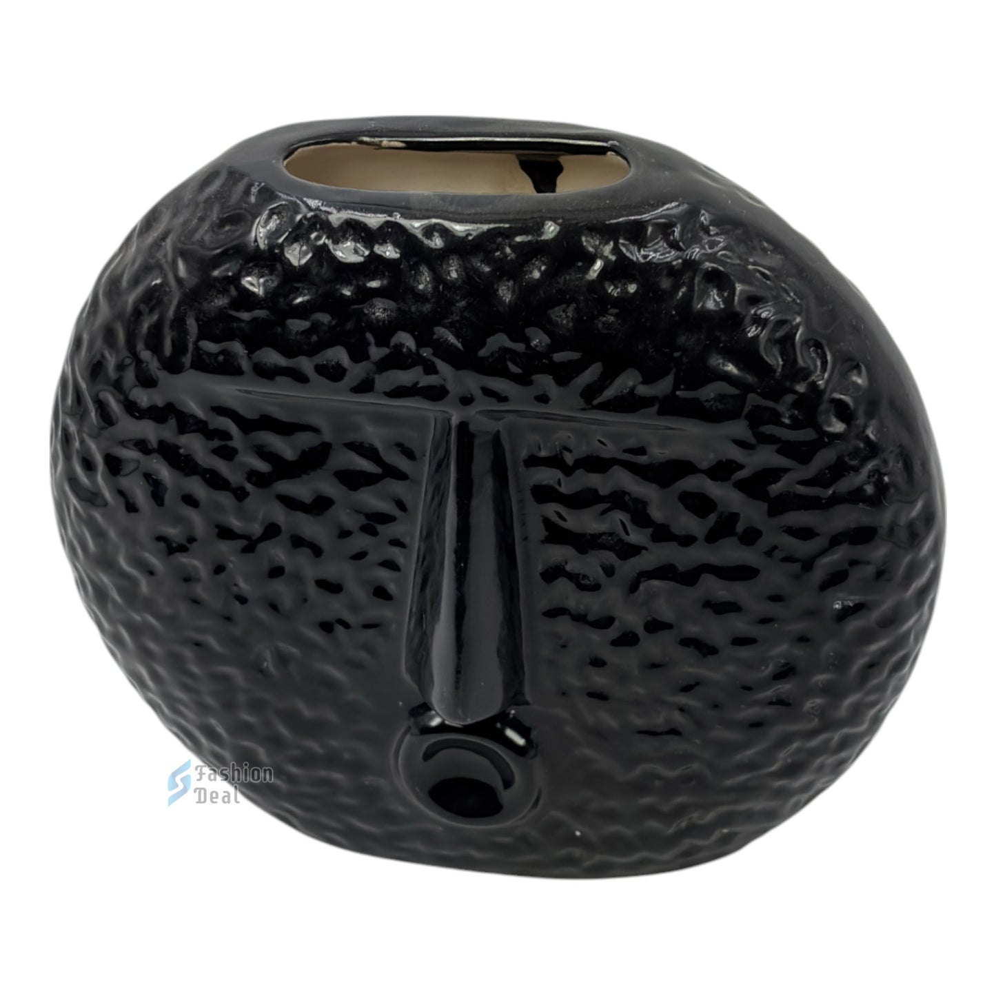 Elegant Black Ceramic Face Vase/Pot - Minimalist Home Décor Collection