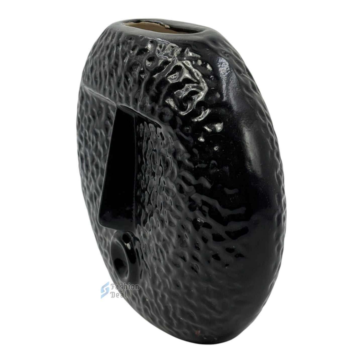 Elegant Black Ceramic Face Vase/Pot - Minimalist Home Décor Collection