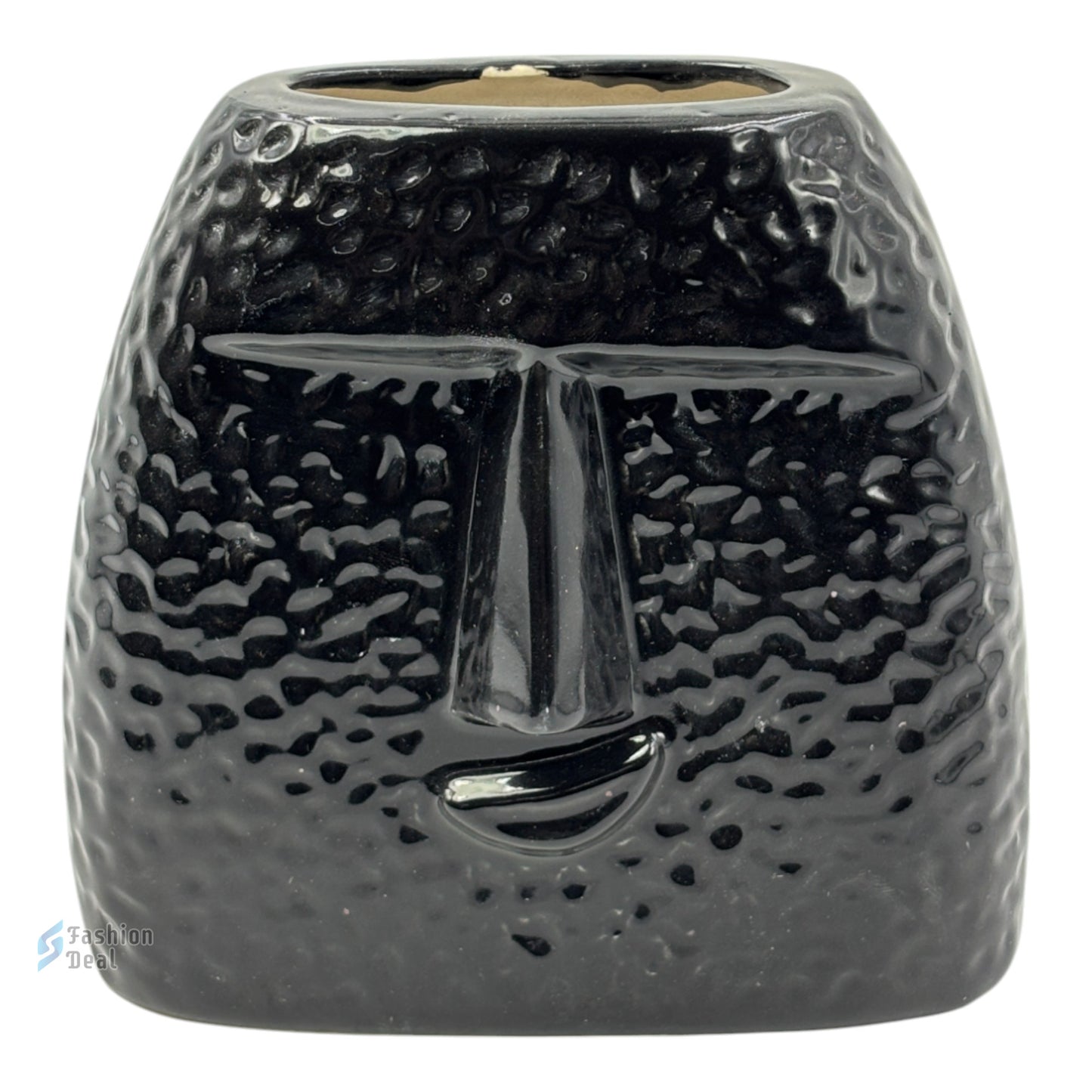Elegant Black Ceramic Face Vase/Pot - Minimalist Home Décor Collection