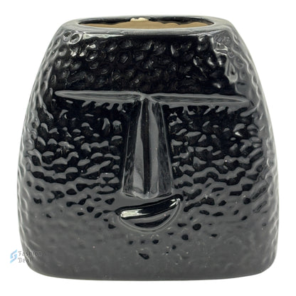 Elegant Black Ceramic Face Vase/Pot - Minimalist Home Décor Collection
