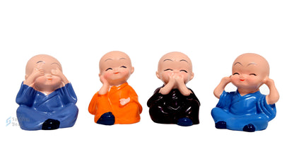 Elegant Buddha Monk Statue Set of 4 Idols for Gifting & Home Decoration | Spiritual & Artistic Decor