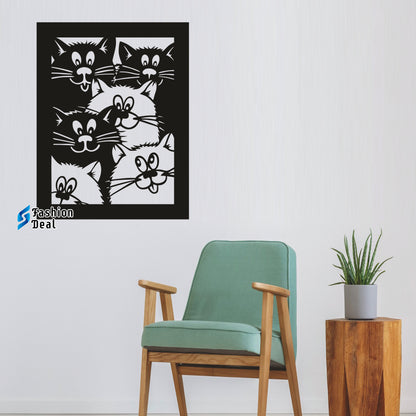 Unique Wooden MDF Laser Cut Cat Group-Themed Wall Art – Perfect for Home Décor and Gifts