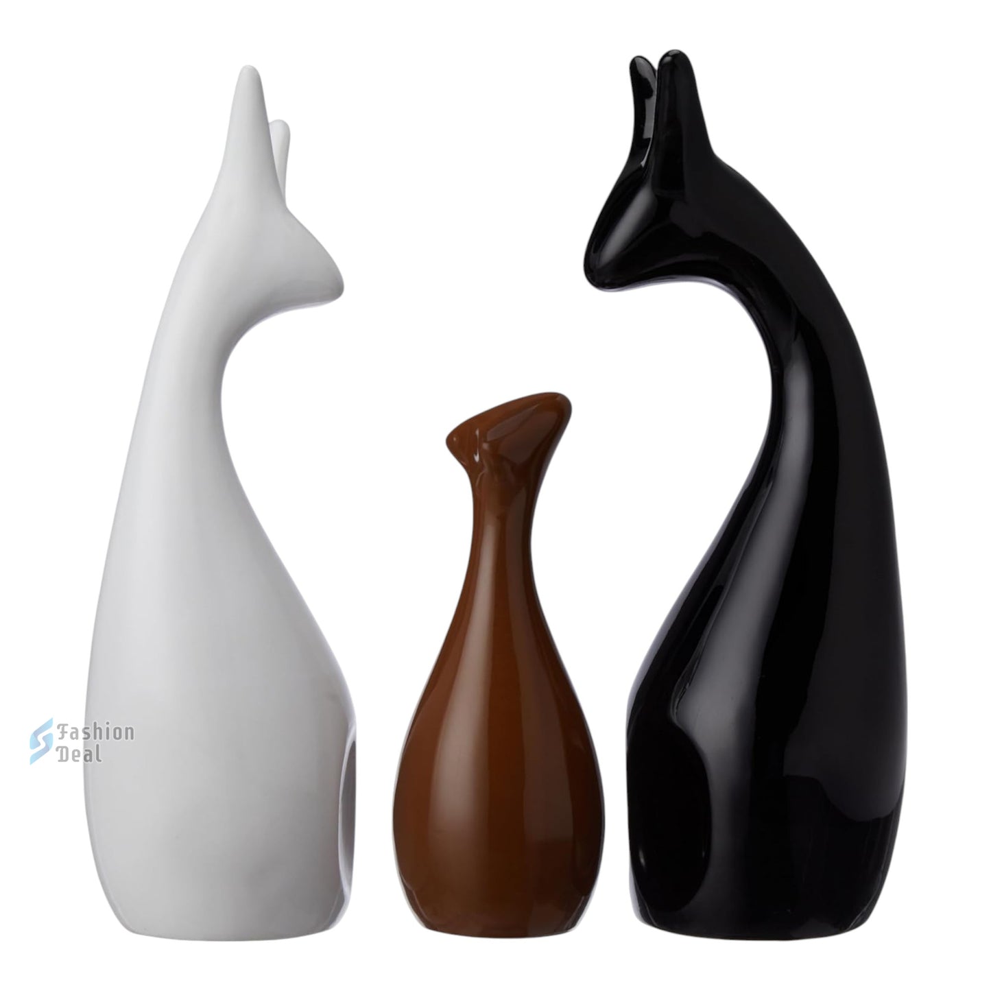 Elegant Ceramic Deer Family Set - Decorative Showpiece for Home, Office, and Gifting