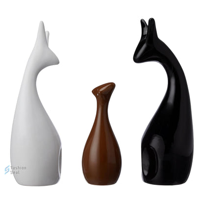 Elegant Ceramic Deer Family Set - Decorative Showpiece for Home, Office, and Gifting