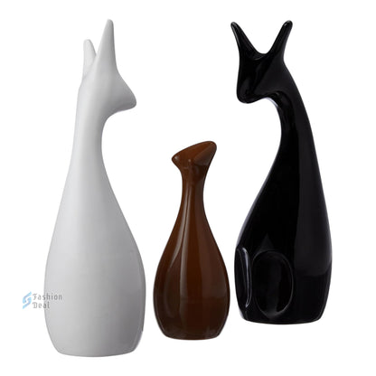 Elegant Ceramic Deer Family Set - Decorative Showpiece for Home, Office, and Gifting