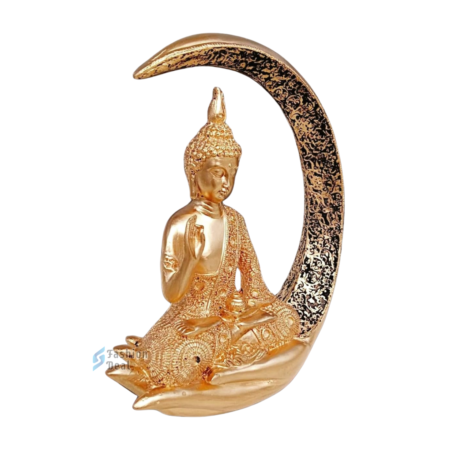 Elegant Buddha Seating on Moon Statue Idols for Gifting & Home Decoration (9 Inch) | Spiritual & Artistic Decor