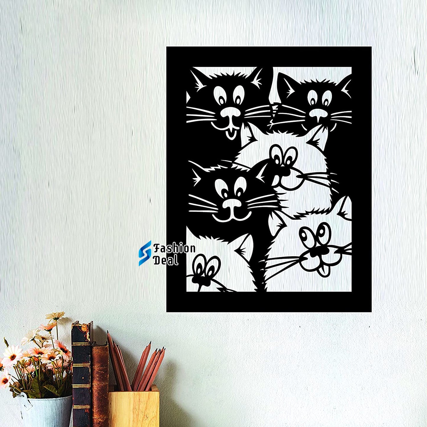 Unique Wooden MDF Laser Cut Cat Group-Themed Wall Art – Perfect for Home Décor and Gifts