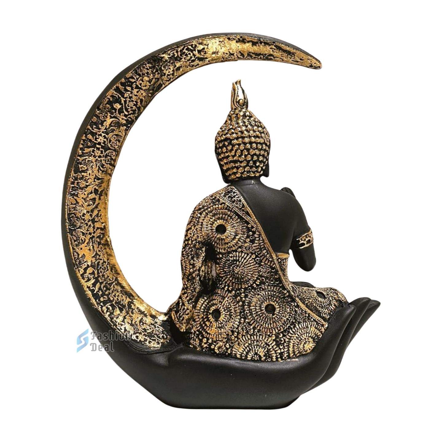 Elegant Buddha Seating on Moon Statue Idols for Gifting & Home Decoration (9 Inch) | Spiritual & Artistic Decor