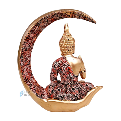 Elegant Buddha Seating on Moon Statue Idols for Gifting & Home Decoration (9 Inch) | Spiritual & Artistic Decor