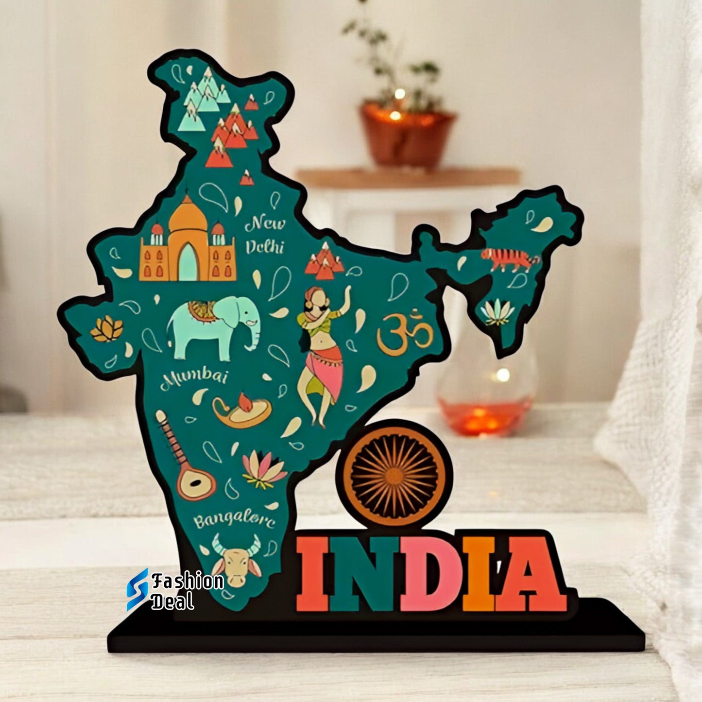 Decorative Wooden MDF India Map Quotes for Table and Desk Décor | Uplifting and Stylish Designs