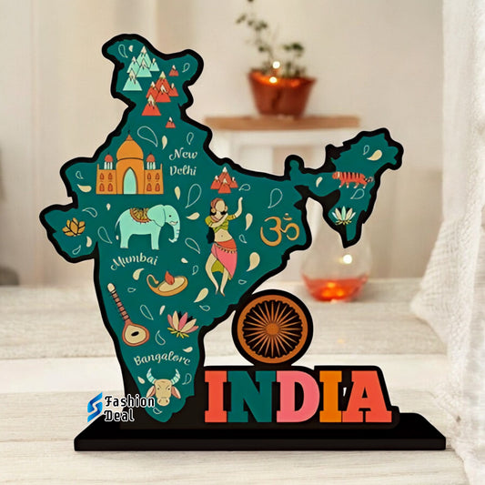 Decorative Wooden MDF India Map Quotes for Table and Desk Décor | Uplifting and Stylish Designs