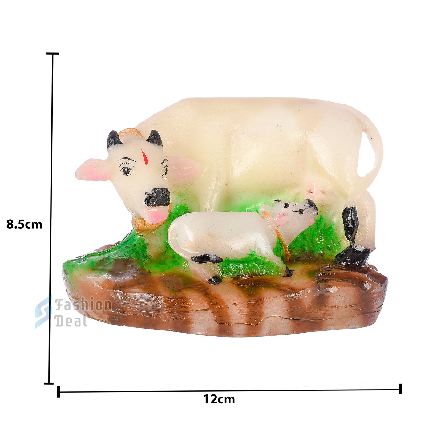 Polyresin Kamdhenu Cow and Calf Idol - Glossy Finish Holy Vastu Spiritual Showpiece