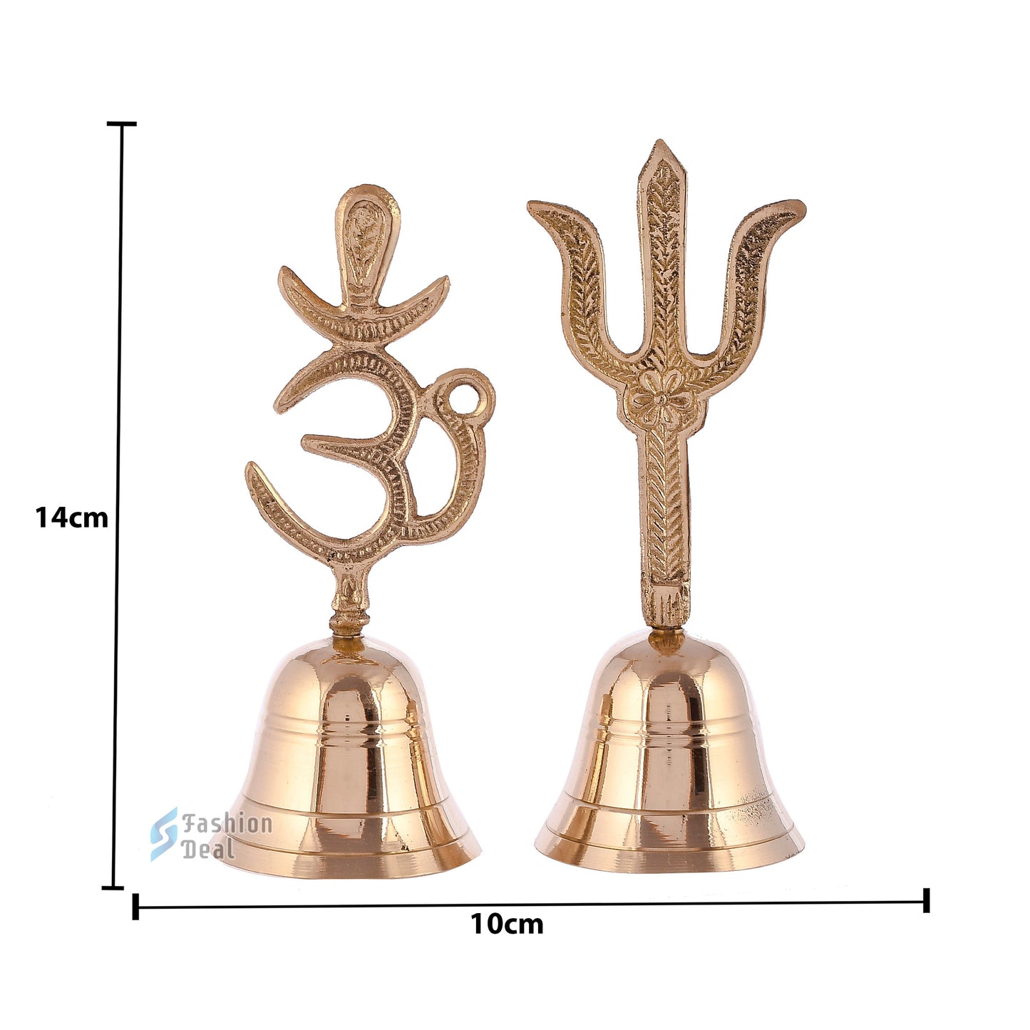 Decorative Om & Trushil Brass Hand Bell for Pooja – Ghanti for Mandir, Home, and Office Temple