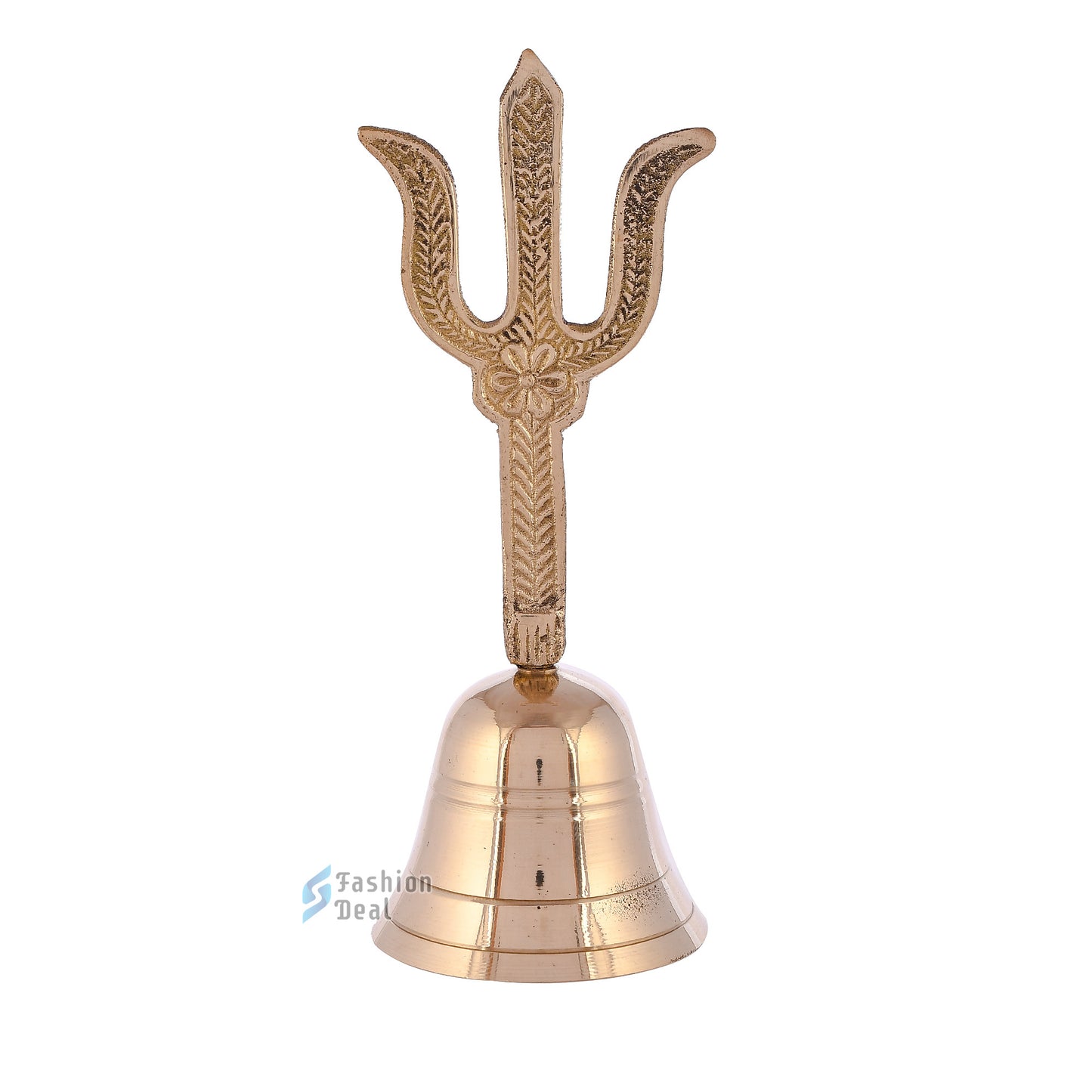 Decorative Om & Trushil Brass Hand Bell for Pooja – Ghanti for Mandir, Home, and Office Temple