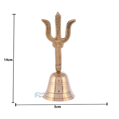 Decorative Om & Trushil Brass Hand Bell for Pooja – Ghanti for Mandir, Home, and Office Temple