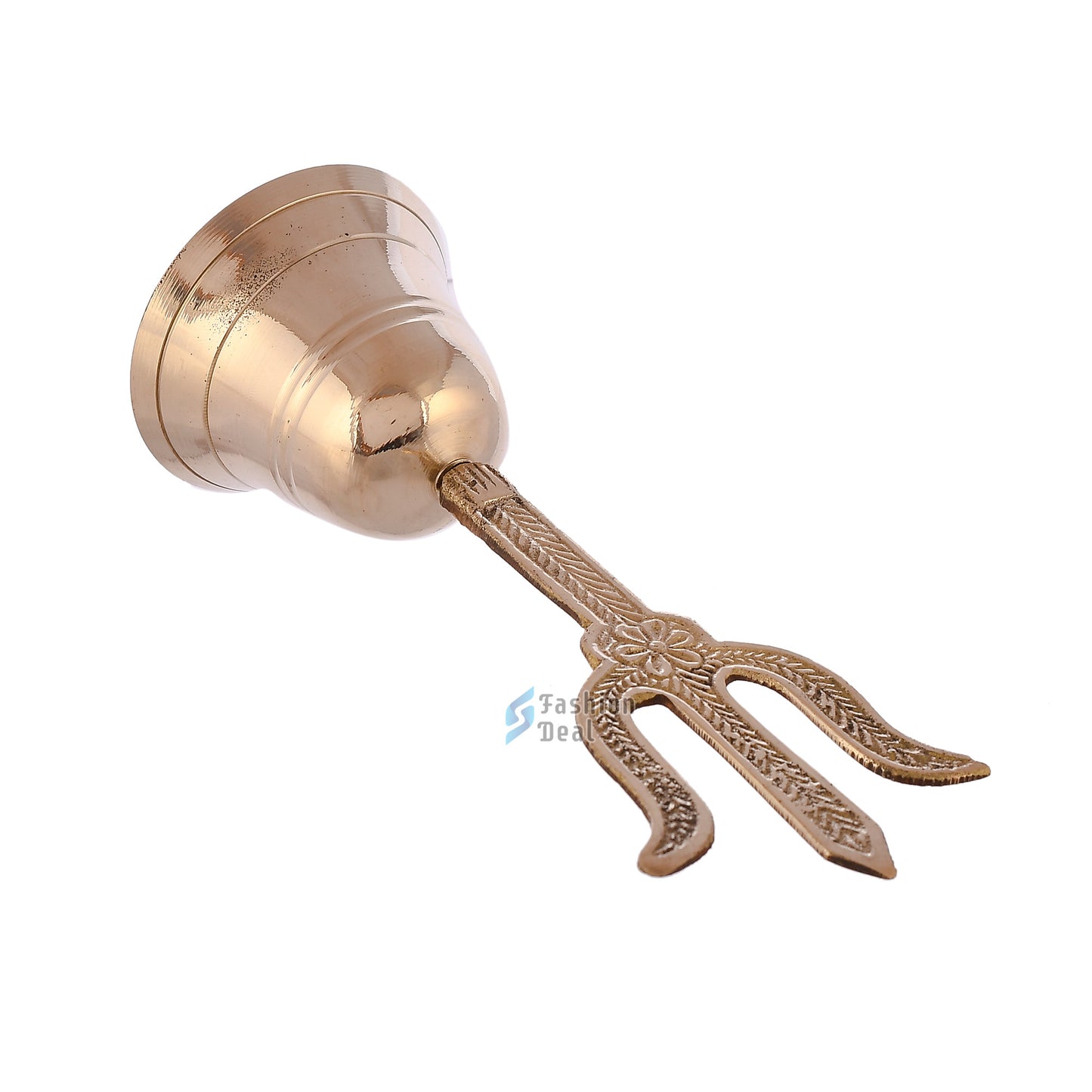 Decorative Om & Trushil Brass Hand Bell for Pooja – Ghanti for Mandir, Home, and Office Temple