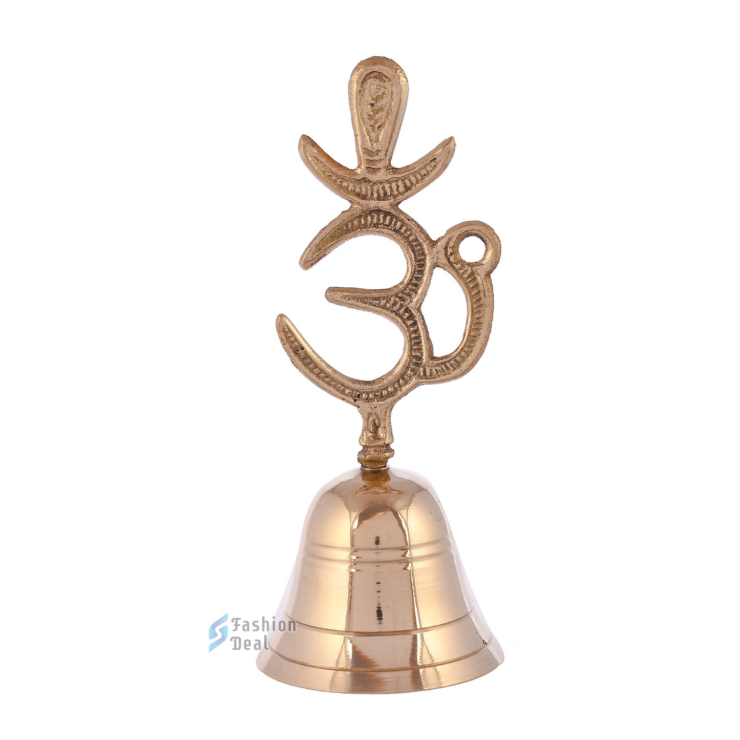 Decorative Om & Trushil Brass Hand Bell for Pooja – Ghanti for Mandir, Home, and Office Temple